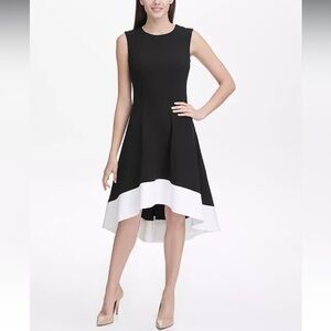 Like New, Tommy Hilfiger Scuba Crepe Hi-Low Colorblock Formal Dress, Women’s 4